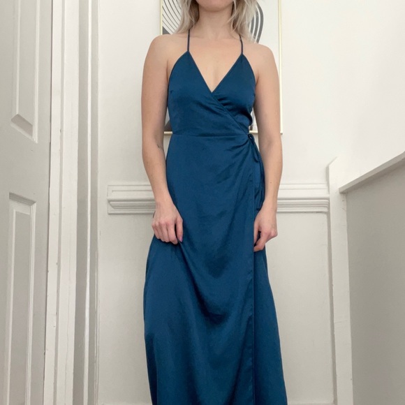 Teal Cotton Candy Wrap Maxi Dress - Picture 2 of 5